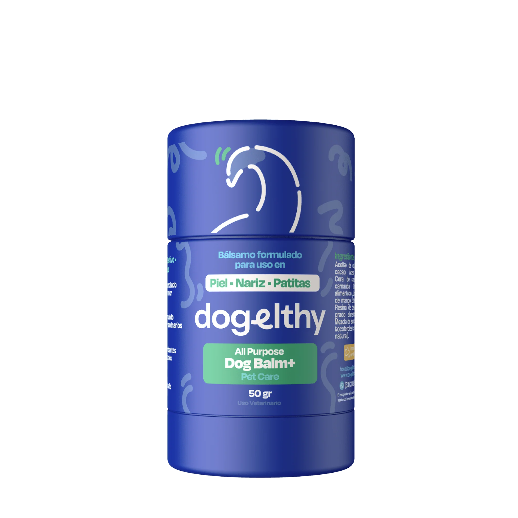 Dogelthy Dog BALM STICK 50 gr ( Bálsamo Hidratante para Piel, Patitas y Nariz Anti Resequedad y Agrietamiento )